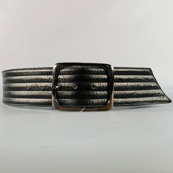 YVES SAINT LAURENT Size M Black Quilted Leather Belt - Picture 1 of 6
